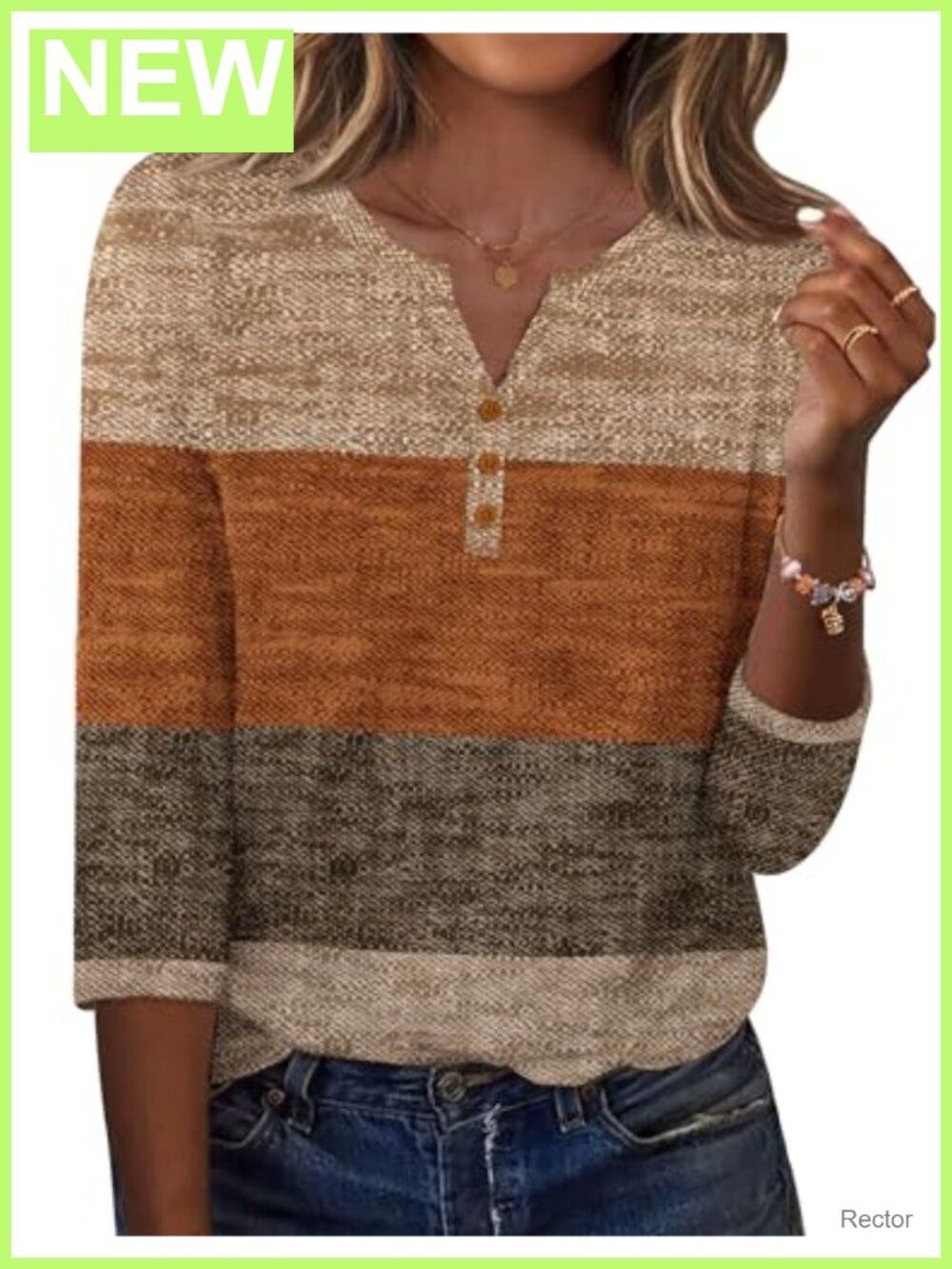 Zeagoo Womens 3/4 Sleeve Henley Neck Top Casual Dressy Blouse